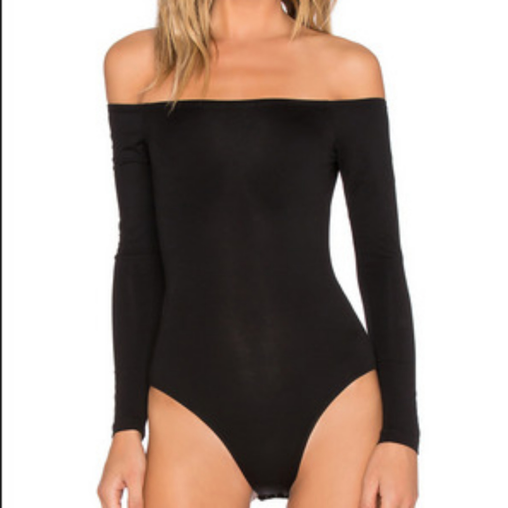 Off the shoulder black bodysuit
